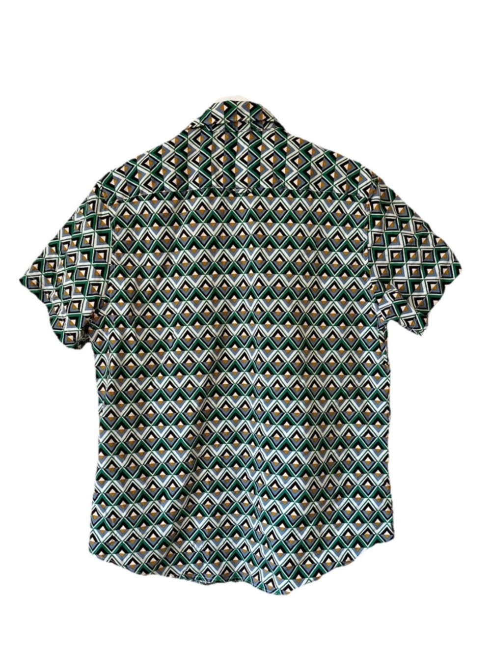 NWT Denim & Flowers Mens Geometric Print Short-Sleeve Shirt - Green Size M - Picture 5 of 7